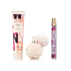 ARIANA GRANDE SWEET LIKE CANDY 3 PCS SET FOR WOMEN: 1.7 EAU DE PARFUM SPRAY + 0.33 EAU DE PARFUM SPRAY + 3.4 BODY SOUFFLE