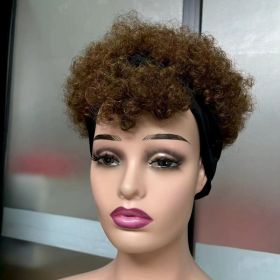 Human Hair, Brown Short Curly Wig, No Glue Required, Fluffyand Curly, Specially Designed For Black Women, Ultra-comfortable Ice Silk Texture, Hig (Option: DD004)