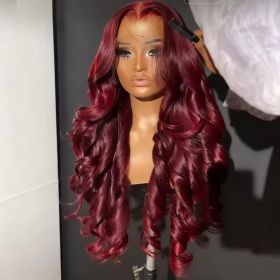 Body Wave Human Hair Wig 13x4 HD Burgundy Lace Front Wig Human Hair With Aligned Cuticle Brazilian Wig (Option: Burgundy-20inch)