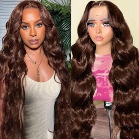 13x4 Lace Frontal Human Hair Wig Brown Body Wave Density (Option: 14inch)