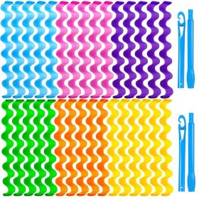 30 Pcs Heatless Hair Curlers Wave Curls Styling Kit With 2 Pcs Styling Hooks, No Heat Hair Curlers For Women Girls 6 Colors, 30 Cm 11.81 Inch (Option: 30cm)