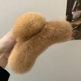Oversized Rabbit Plush Grab Clip Senior Sense Light Luxury Hair Clip Female (Option: Khaki)
